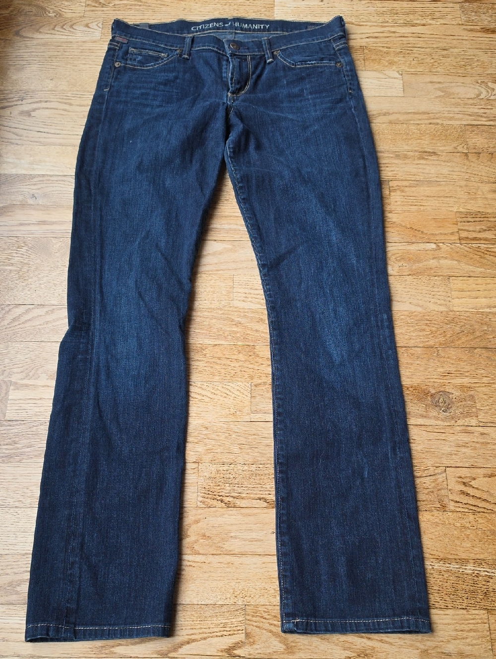 (28) Citizens Of Humanity Deep Indigo Ava Low Rise Straight Leg Jeans Western
